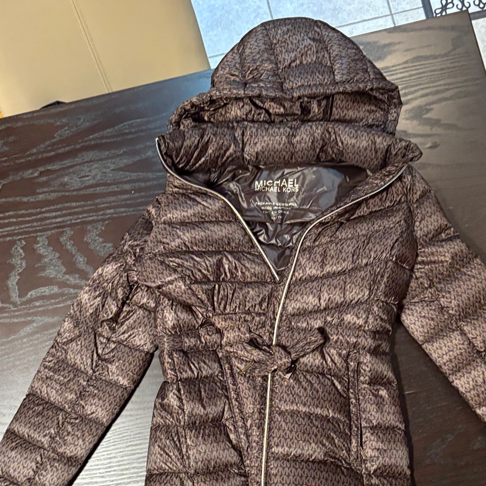 Michael Kors Dark Brown Quilted Jacket *Packable down fill jacket*